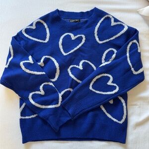 SHEIN Royal Blue Heart Sweater